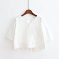 thumbnail image 3 of Camisetas de color sólido para mujer, camisetas de manga corta de verano 2024, tops sexis con escote en V y espalda descubierta, camisetas casuales holgadas para mujer, 3 of 4