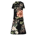 thumbnail image 5 of DeHolifer Dress for Women V-Neck Button Floral Print Short Sleeve Dress Summer 2024 Fashion Loose Casual Dress Black 3XL, 5 of 5