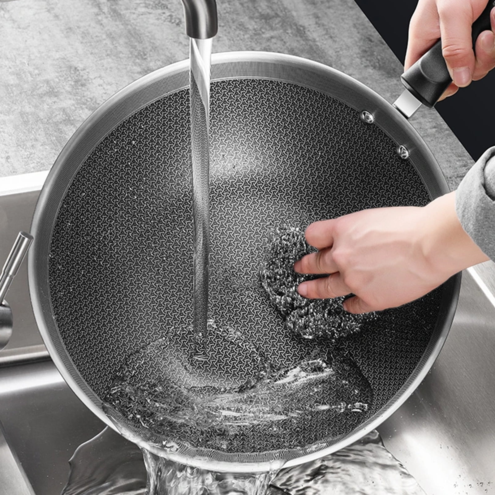 Lunxisen 16 Pcs Duty Stainless Steel Scrubber Set Long Short HandleWool Pads, Cast Iron Pot Scrubber for Dishes, Pans, Grills, Balls Wire Brush
