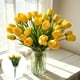 thumbnail image 1 of Tulipanes artificiales de imitación – Ramo de orquídeas artificiales de 6 ramas para decoración del hogar, follaje de plástico que no requiere mantenimiento para el alféizar de la ventana, el d, 1 of 6