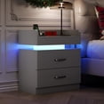 thumbnail image 2 of 4 EVER WINNER Modern Grey Nightstand Set of 2 with Charging Station and LED Lights Modern Bedside Tables with Drawers End Tables for Bedroom Living Room, 2 of 5