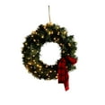 thumbnail image 2 of Adornos navideños de plástico con lazo para colgar, coronas de invierno para puerta de entrada, corona navideña grande, corona verde artificial para puerta de entrada, ventana, paredes, decoración nav, 2 of 6