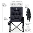 thumbnail image 6 of EVER ADVANCED Oversized Folding Rocking Camping Chair, Padded Portable Rocker Chairs for Patio, Lawn and Outdoors, Heavy Duty Hard Armchair for Adults Supports 400lbs, Black, 6 of 10