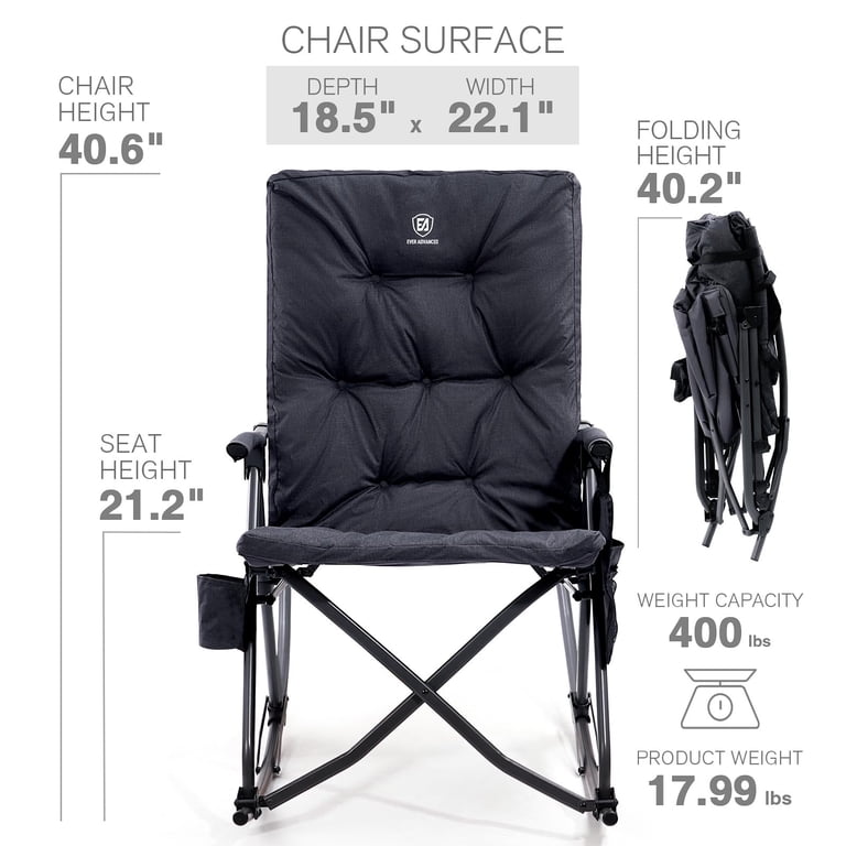 Ever Advanced Oversized Folding Rocking Chair, 400lbs photo 5