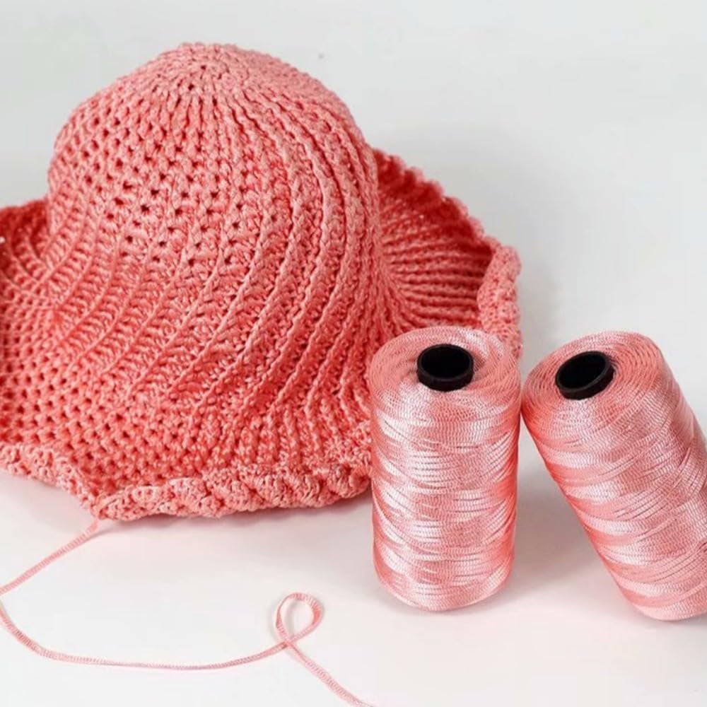 NANAHuang 3 Rolls Crocheting Yarn Cord Polyester Crochet Yarn 2.0mm Cord Thin Ice Cotton Thread Handmade Craft Yarn for Hand Knitting Bag Hat Shoes (Beige)