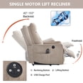 thumbnail image 5 of Leumius Power Lift Recliner Chair with Massage and Heat for Elderly,Heavy Duty Electric Reclining Chair with Side Pockets,USB Charge Port for Living Room,Khaki+Chenille, 5 of 10