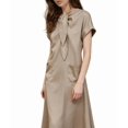 thumbnail image 3 of Robe Maxi Évasée Élégante à Manches Courtes avec Poche à Ruban pour Femmes, Coupe Ample Décontractée, Robe d'Été Kaki TTG, 3 of 7