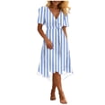 thumbnail image 3 of VBVC Women's Floral V-Neck Wrap Midi Dress,Short Sleeve Flowy A-Line Dress For Women,Ladies' Casual Gradient Summer Sundress with A Removable Belt,Multicolor,S-3XL, 3 of 8