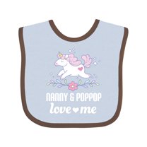 Inktastic Nanny and Poppop Love Me Unicorn Girls Baby Bib