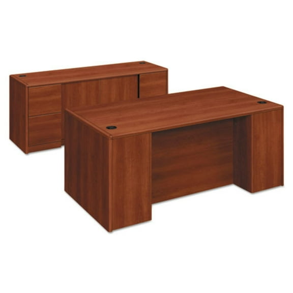HON H10799.COGNCOGN 72 in. x 36 in. x 29.5 in. 10700 Series Double Full-Height Pedestal Desk - Cognac