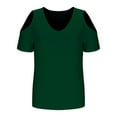 thumbnail image 6 of fatyb Womens Summer Tops Cold Shoulder V Neck Shirts Short Sleeve Tunic Tops Dressy Solid Color Blouses, 6 of 7