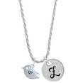 thumbnail image 1 of Delight Jewelry Silvertone Little Bird Initial - W - Silvertone Script Initial Disc - Z - Charm Necklace, 20"+3", 1 of 4