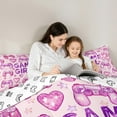 thumbnail image 4 of Homewish Dreamy Plum Gamepad Bedding Comforter Set 7pcs for Boys, Game Console Lover Queen Bedding Sets, Cartoon Stars Love Heart Reversible Queen Sheet Sets, Breathable Home Decor, 4 of 7