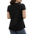 thumbnail image 5 of VOIANLIMO Women's Casual Summer Crewneck Black Blouses for women Cap Short Sleeve Dressy Tops, Small, 5 of 5