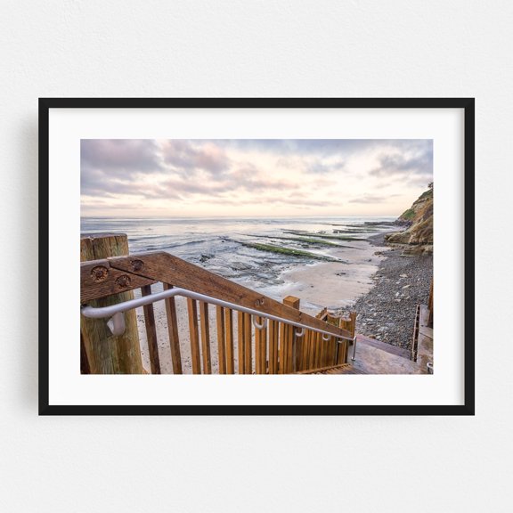 Down To Swami's Beach - Encinitas California Photography Black Framed Wall Art Print 12 x 18 inches
