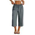 thumbnail image 3 of Wiyuqeen Women's Capri Pants with Pocket Elastic Waist Baggy Beach Capris Lightweight Summer 7/8 Length Trousers Everyday Casual Wear Gray S, 3 of 9