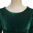 thumbnail image 4 of Drtj Girls' Long Sleeve Dress Velvet Crew Neck Midi Vintage Party Evening Gown for Christmas Wedding Holiday Winter Fall, Sized 11Y, Color Green, 4 of 7