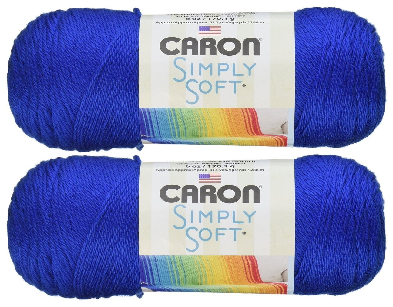 Bulk Buy Yarn Solids (2pack) (Royal Blue), 2 skeins of Caron simply