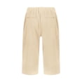 thumbnail image 3 of Womens Capris Pants High Waist Drawstring Comfy Casual Pants Lightweight Trousers Buttons with Pockets | Knee Length, Lightweight, Breathable, Business, Casual, Beach, 3 of 4