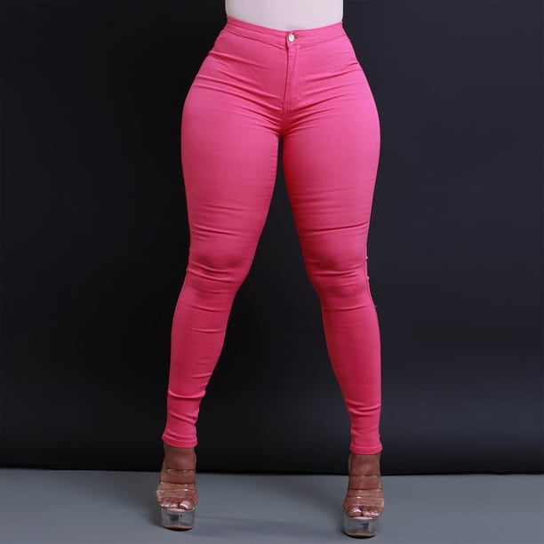 WILLBEST Jeans Mujer Pantalones Vaqueros de Cintura Alta para Mujer, de Moda, Elásticos, de Talla Grande, Cómodos, de Colores, Informales Chica