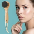 thumbnail image 2 of 1 Pc Soft Nanofiber Hair Cleansing Brush with Flat Hair Long Handle Wood Color Black, 2 of 4