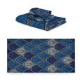 thumbnail image 2 of 3 Piece Bath Towels Set Bath Towel, Hand Towel and Face Towel for Bathroom, Gym, Hotel Dark Blue Fan-shaped Pattern, 2 of 8