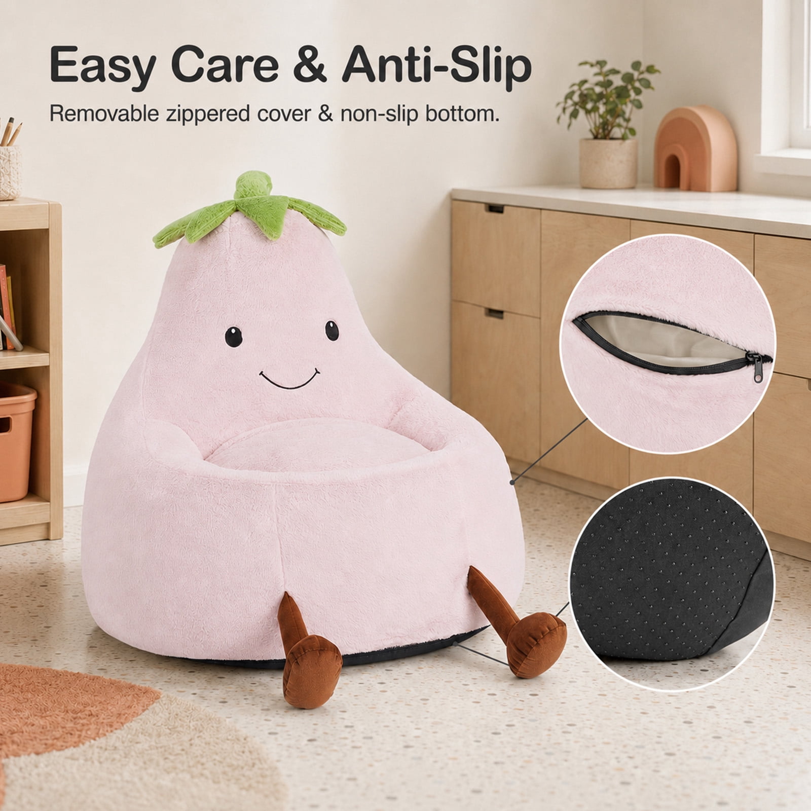 Alvantor Kids Bean Bag Chair, Stuffed Toddler Couch with Artificial Rabbit Fur Cover for Teens & Kids, Comfy Lazy Sofa Chair for Reader, Living Room, Bedroom