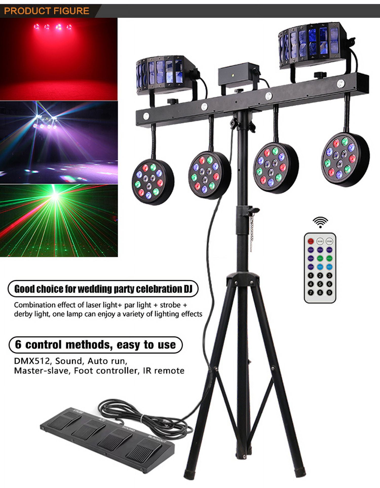 DJ Light RGBW Par LED Wash DMX Band Stage Lighting Party Bar Derby Musical light