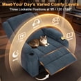 thumbnail image 3 of Oversized Manual Recliner, 3-Position Recliner with Hidden Arm Storage, Cup Holder & Side Pocket, Living Room & Bedroom Single Sofa, Blue, 3 of 6