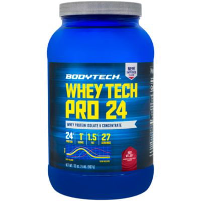 BodyTech Whey Tech Pro 24 Protein Powder  Protein Enzyme Blend with BCAA's to Fuel Muscle Growth  Recovery, Ideal for PostWorkout Muscle Building  Red Velvet (2