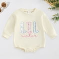 thumbnail image 2 of Xyant Big Sister Little Sister Matching Outfit Newborn Baby Girl Long Sleeve Romper Toddler Girl Sweatshirt Pullover Top Fall Winter Clothes (Beige,12-18 Months), 2 of 7