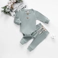 thumbnail image 2 of asdoklhq Maternity Clothes for Women,Infant Newborn Baby Girls Boys Ribbed Solid Bodysuits+Elastic Pants Outfits Set, 2 of 9