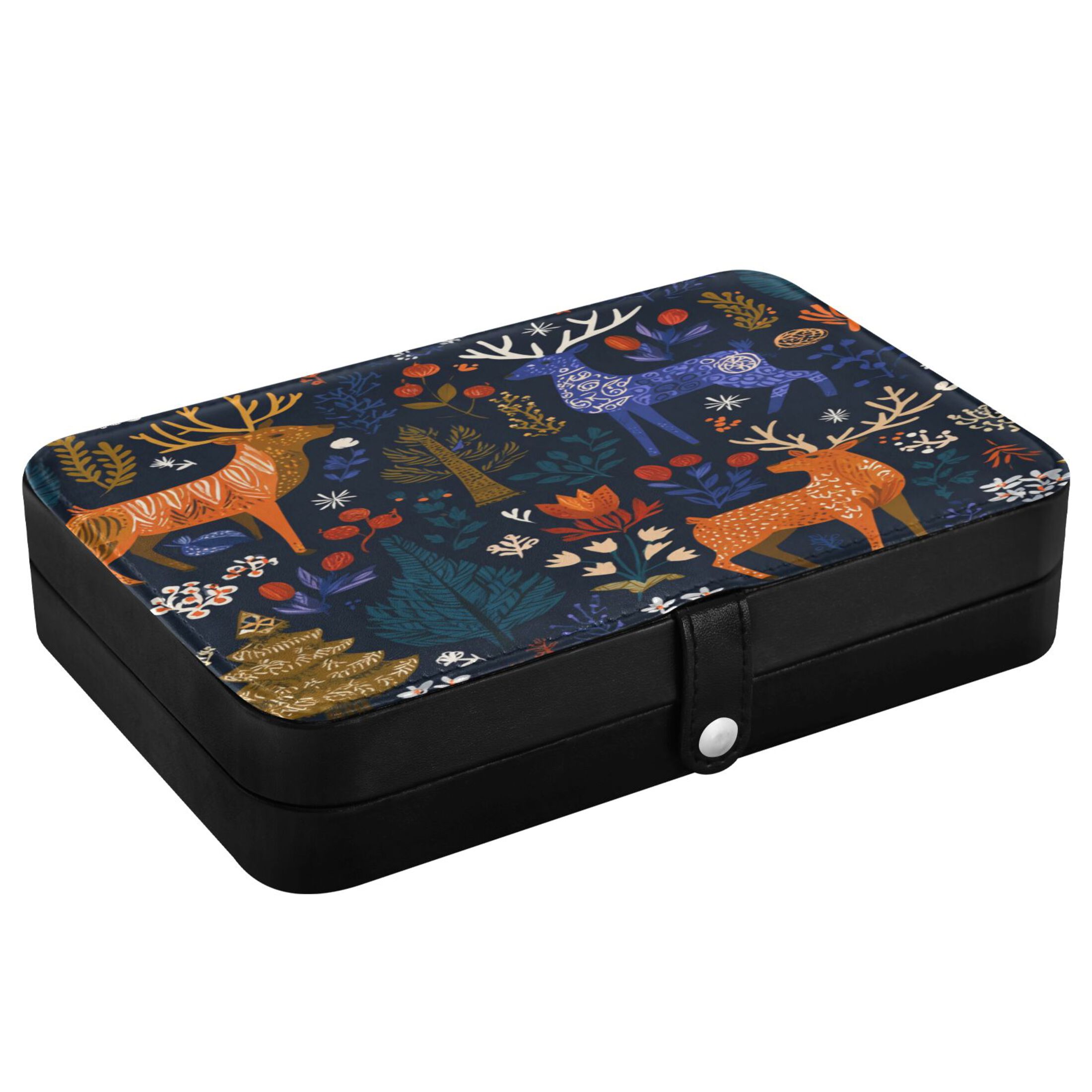 Leather Jewelry Box Rectangular 8.27x5.5x1.78In Travel Jewelry Storage Earrings Necklace Bracelet Watch Brooch Storage Beautiful Christ Pattern
