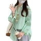 thumbnail image 4 of Mujer A Rayas Camisa Blusa Fino Manga Larga Longitud Media Botones Blusa Camisa Top para Oficina Cita Diario Verde, 4 of 8
