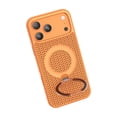 thumbnail image 3 of TECH CIRCLE for iPhone 11 Case, Micro-Holes Breathable Design, Heat Dissipation, Built-in Rotating Ring Kickstand, Compatible with MagSafe Wireless Charging, Protective Slim Cover, Orange, 3 of 9