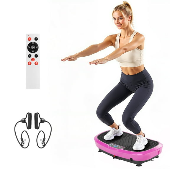 KFFKFF Vibration Plate Exercise Machine Lymphatic Drainage Machine Workout Vibration Platform Full Body Shaker, Weight Loss with 2 Resistance Bands, Medium Size