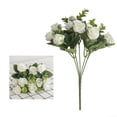 thumbnail image 3 of ZOELNIC Rose Flower Bouquet Artificial Flowers Wedding Decoration 11 Heads Silk Flowers Fake Roses Flores Home Decor Bunch, 4PACK White, 3 of 4