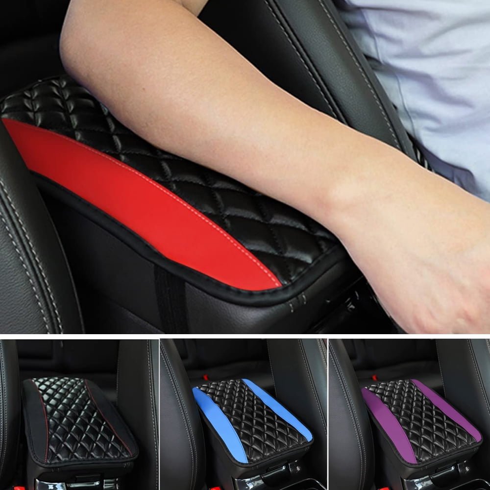 Edylinn Car Center Console Armrest Pad Cover Cushion, Car Interior Soft  Armrest Compatible With MG Astor - 7D Black with Red Check