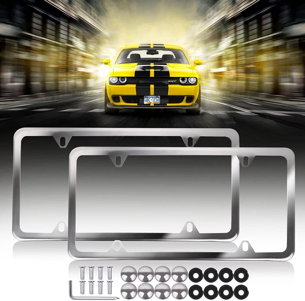 Licenses Plate Covers Aluminum License Plates Frames with Screw Caps 2