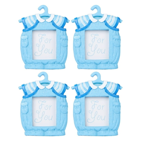 4pc Baby Party Boy Hanger Picture Frame, Resin Mini Photo Frame, Bath Clothes Shape, for Full Moon & Birthday Decor