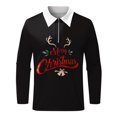 thumbnail image 4 of Mens Christmas Golf Polo Tops 3D Digital Printing Holiday Lapel Half Zipper Long Sleeve Mens Casual Shirts,J,XL, 4 of 4