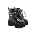 SIMANLAN Women's Chunky Platform Goth Combat Boots with Chains Punk