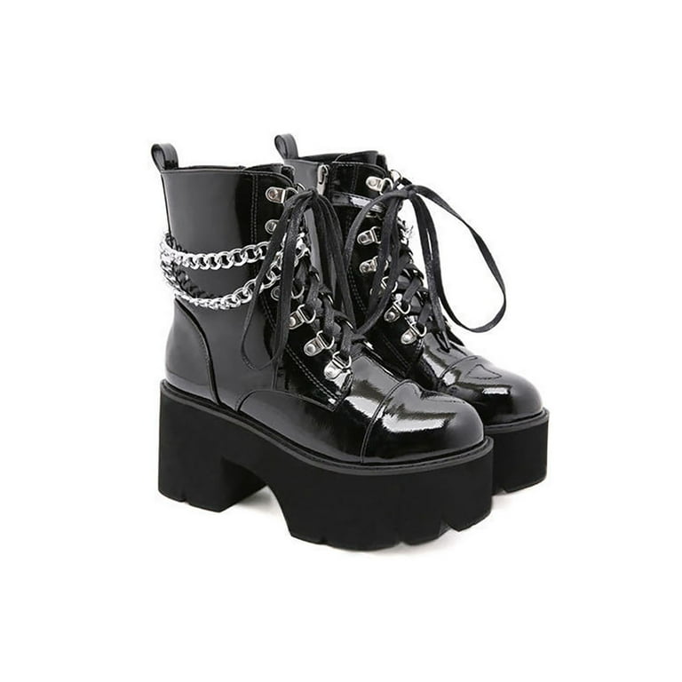 Gothic Punk High Platform Boots - Emo Chunky High Heels - Cosplay High Boots