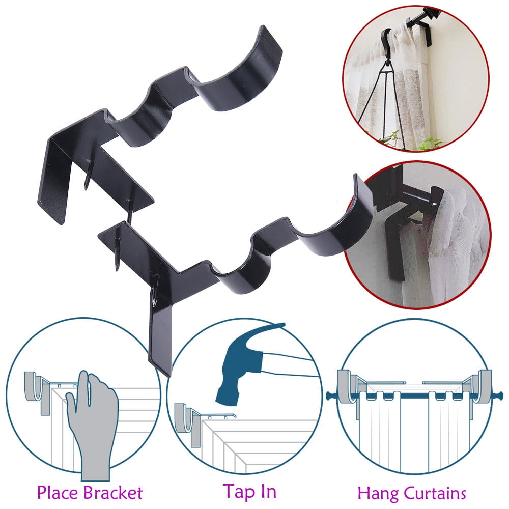 1 Pair Hang Curtain Rod Holders Tap Right Window Frame Curtain Rod Bracket ZCK 