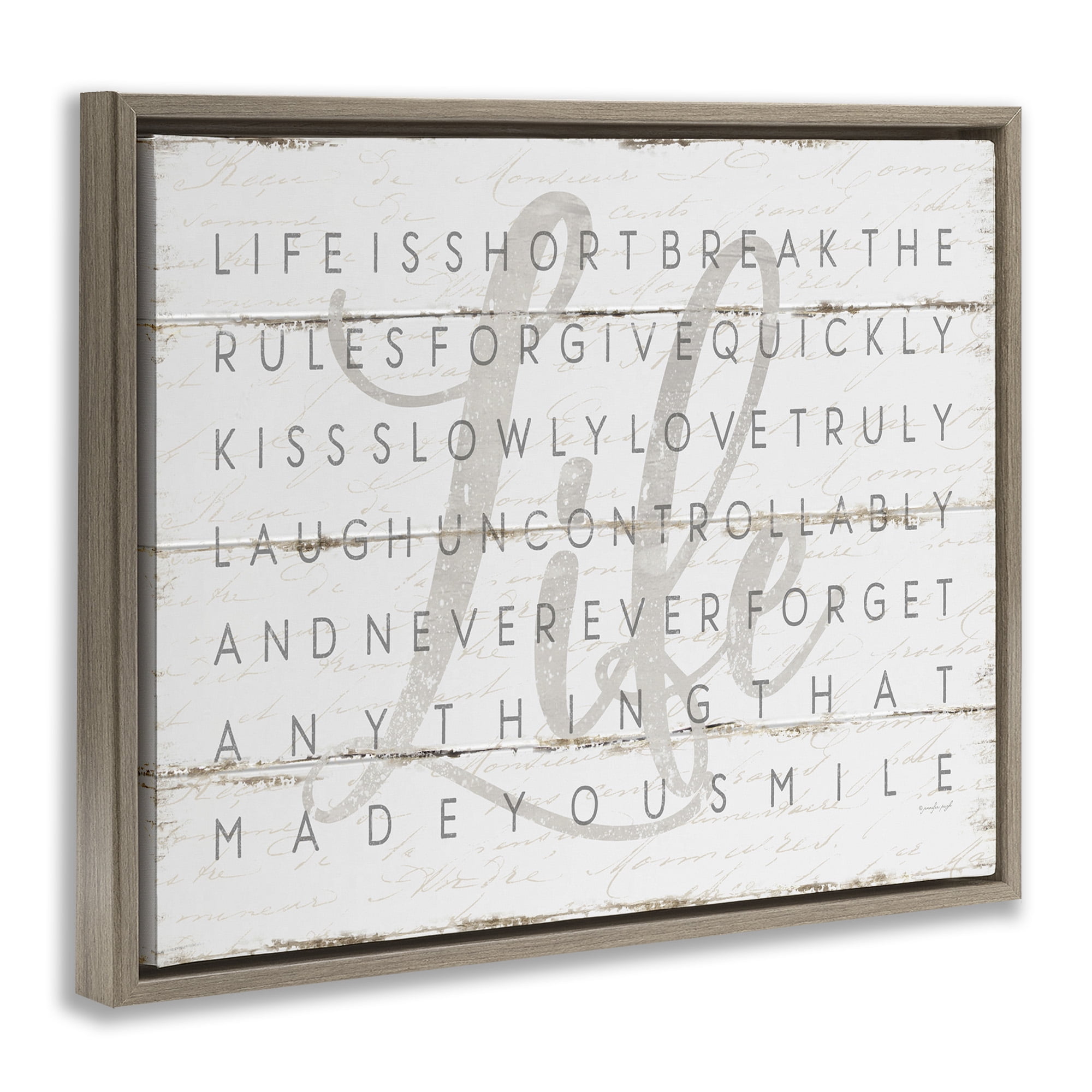 Stupell Industries Life Is Short Sentiment Landscape Painting Brown Floater Framed Canvas Art Print Wall Art, 31 x 25