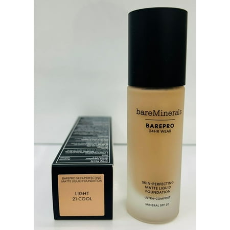 bareMinerals BAREPRO 24HR Wear Skin-Perfecting MATTE Liquid Foundation 30ml /1oz - Light 21 Cool