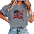 thumbnail image 5 of Levmjia Women's Glitter Stars & Stripes Independence Day T-Shirt, Patriotic 4th of July Round Neck Top, Casual Loose Fit Pullover Tee S-2XL, 5 of 5