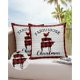 thumbnail image 6 of Pack of 2 Outdoor Pillow Covers, Farmhouse Christmas Pig Cock Cow Buffalo Plaid Waterproof Square Throw Pillowcase Cushion Decorative Pillow Covers for Couch Patio Tent, 18x18 in, 6 of 6