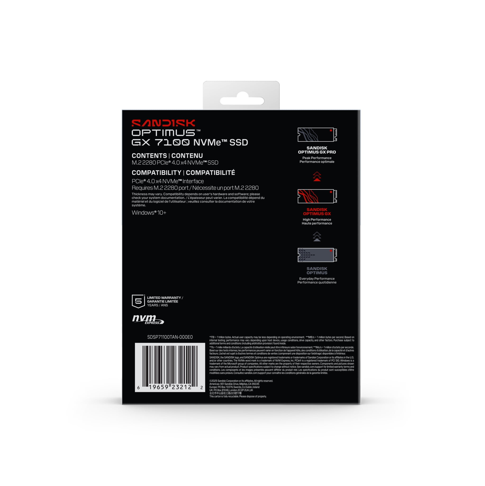 SANDISK Optimus GX 7100 1TB NVMe Internal Gaming SSD Solid State Drive - Gen4 PCIe, M.2 2280, Up to 7,250 MB/s
