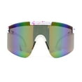 thumbnail image 2 of 80s Pop Paint Splatter Rimless Half Rim Oversize Sport Plastic Sunglasses White Green Teal Mirror, 2 of 4